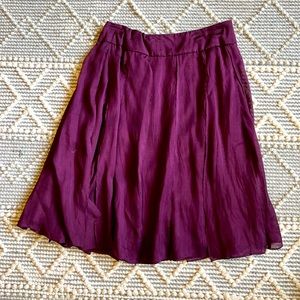 Silk deep purple midi skirt-size 6